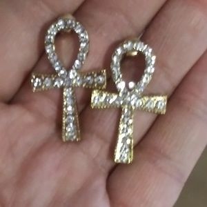 Gold Ankh Earrings
